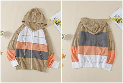 BLENCOT Sudadera Mujer con Capucha Mujer Cárdigan Mujer Sudaderas con Cremallera Mujer Sweatshirt Suéter Mujer Cardigan de Manga Larga Suéter con Capucha Chaqueta de Invierno Suéter Invierno Casual