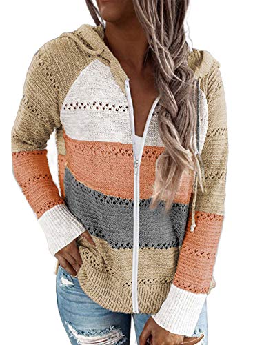 BLENCOT Sudadera Mujer con Capucha Mujer Cárdigan Mujer Sudaderas con Cremallera Mujer Sweatshirt Suéter Mujer Cardigan de Manga Larga Suéter con Capucha Chaqueta de Invierno Suéter Invierno Casual