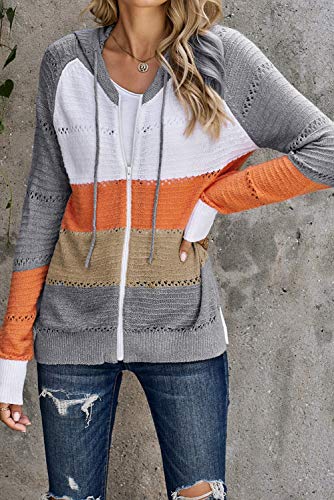 BLENCOT Sudadera Mujer con Capucha Mujer Cárdigan Mujer Sudaderas con Cremallera Mujer Sweatshirt Suéter Mujer Cardigan de Manga Larga Suéter con Capucha Chaqueta de Invierno Suéter Invierno Casual