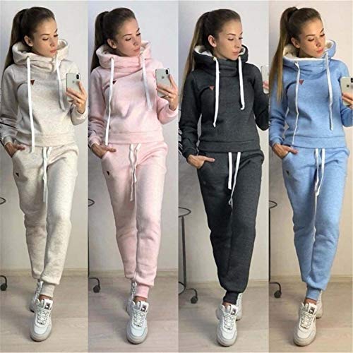 Blivener Conjunto de chándal para Mujer, 2 Piezas, Sudaderas con Capucha, Ropa Deportiva Azul XXXL