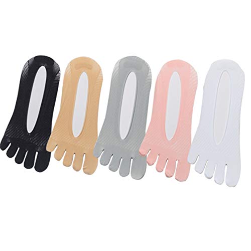 BLLOSSOMM 5 Piezas de Calcetines de Dedo Separados para Mujer, Medias Invisibles Finas de Verano de Boca Baja, cómodas y Transpirables, (5 Color)