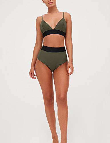 Blooming Jelly Mujer Bikinis de Cintura Alta para Conjunto Trajes de baño de Dos Piezas Trajes de baño Triangulares de Bloques de Color