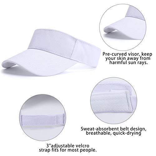 BLURBE Unisex Visera- Visor Gorras, 1/2 Gorra Deportiva Protección UV Viseras Sombreros para el Sol de Deportes al Aire Libre Golf Tenis Correr para Correr (BlancoA)