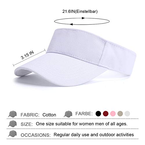 BLURBE Unisex Visera- Visor Gorras, 1/2 Gorra Deportiva Protección UV Viseras Sombreros para el Sol de Deportes al Aire Libre Golf Tenis Correr para Correr (BlancoA)