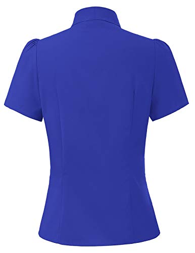 Blusa Azul Mujer Blusa y Camisa Mujer Elegante Manga Corta para Trabajo Oficina Dama BP0819-6 XL