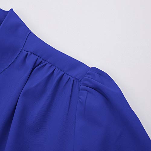 Blusa Azul Mujer Blusa y Camisa Mujer Elegante Manga Corta para Trabajo Oficina Dama BP0819-6 XL