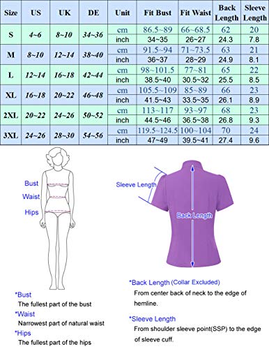 Blusa Azul Mujer Blusa y Camisa Mujer Elegante Manga Corta para Trabajo Oficina Dama BP0819-6 XL