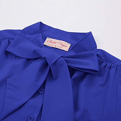 Blusa Azul Mujer Blusa y Camisa Mujer Elegante Manga Corta para Trabajo Oficina Dama BP0819-6 XL