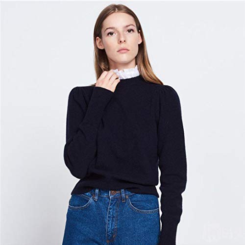 Blusa de encaje para mujer con cuello desmontable y cuello de muñeca falso negro y blanco M