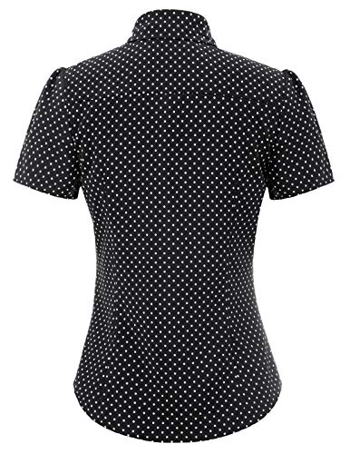 Blusa Negro Mujer Blusa y Camisa Mujer Elegante Manga Corta para Trabajo Oficina Dama BP0870-4 XXL