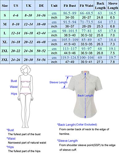 Blusa Negro Mujer Blusa y Camisa Mujer Elegante Manga Corta para Trabajo Oficina Dama BP0870-4 XXL