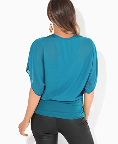 Blusas Camisas Mujer Elegante Grande Top Bonita Fiesta Transparente Juvenil Tallas Grandes Fiesta Moda, (Verde Azulado (3559), 38 EU (10 UK)), 3559-TEA-10