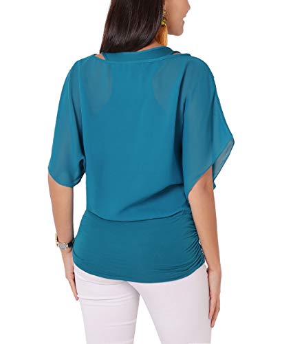 Blusas Camisas Mujer Elegante Grande Top Bonita Fiesta Transparente Juvenil Tallas Grandes Fiesta Moda, (Verde Azulado (3559), 38 EU (10 UK)), 3559-TEA-10