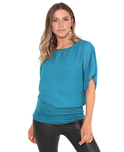 Blusas Camisas Mujer Elegante Grande Top Bonita Fiesta Transparente Juvenil Tallas Grandes Fiesta Moda, (Verde Azulado (3559), 38 EU (10 UK)), 3559-TEA-10