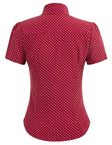 Blusas Rojo Blusa Mujer Elegante Blusa Oficina Mujer Manga Corta BP0870-3 S