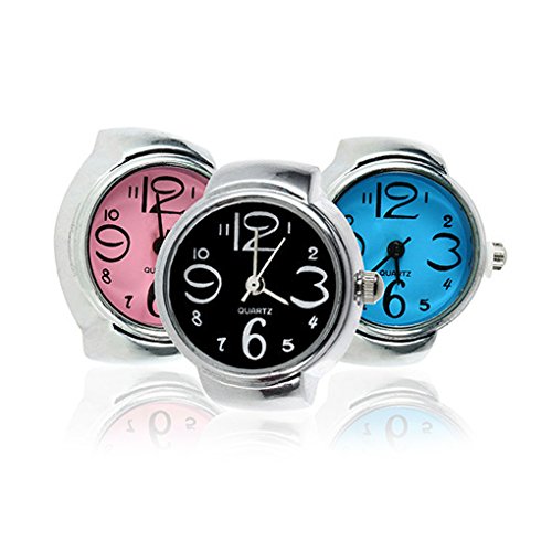 Bobury Anillo con Reloj Mujer Moda Ajustable De Cuarzo De Anillo De Dedo Joyería Señora Girl Regalo