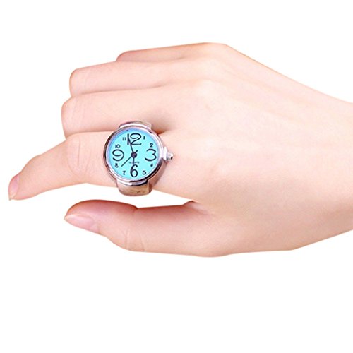 Bobury Anillo con Reloj Mujer Moda Ajustable De Cuarzo De Anillo De Dedo Joyería Señora Girl Regalo