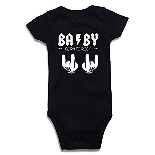 Body negro bebé algodón Baby Born to rock manga corta (0-3 meses)