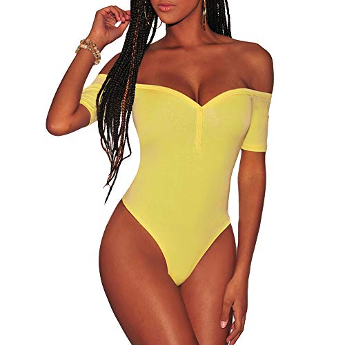 Body para Mujer sin Tirantes 100% algodón Camiseta Bodies Manga Corta Bodysuit El botón en la Parte Inferior Lencería Sexy Ropa Interior Bodycon Tops