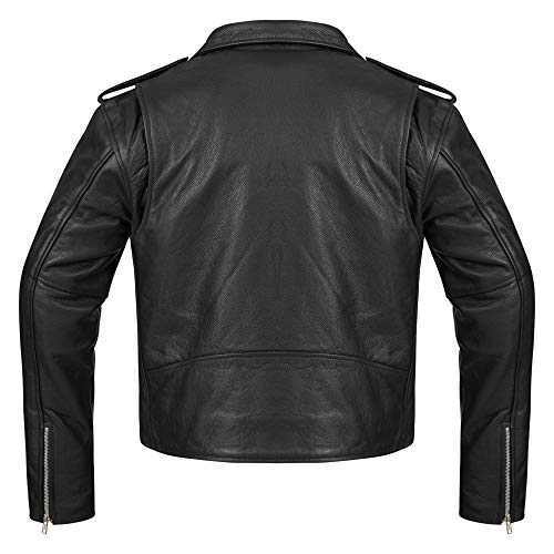 Bohmberg Premium- Chaqueta pesada de motociclista 100% cuero duradero para hombre - M