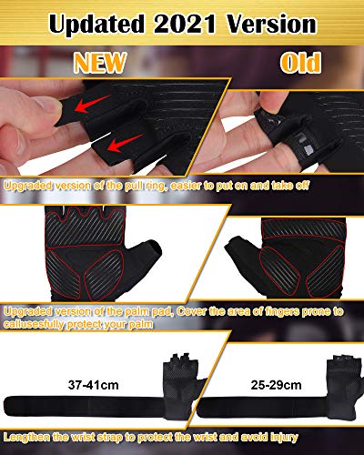 boildeg Guantes Gimnasio Hombre Mujer,Guantes Pesas Gym Guantes Fitness Transpirable con Protección Completa de Muñeca y Palma para Crossfit Levantamiento de Pesas Musculación (Negro, S)