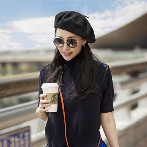 Boinas Gorro Boina Dama Otoño Invierno   Boinas Mujeres Cálidos Sombreros para Caminar Mujer Elegante Boina Francesa   Pintora Plana Gorras-Hot_Pink_Women_ (54-57Cm)