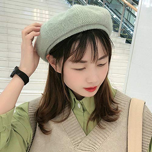 Boinas Gorro Boinas para Mujer Otoño Invierno Sombrero Mujer Boinas Damas Artista Pintor Sombrero Mujer Sólido Gorra Octogonal Boina Informal Sombrero-Negro_56-58Cm