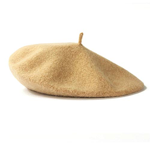 Boinas Gorro Elegante Dama Mujer Invierno Cálido Clásico Boina Gorro Holgado Sombrero Cap-Light_Brown