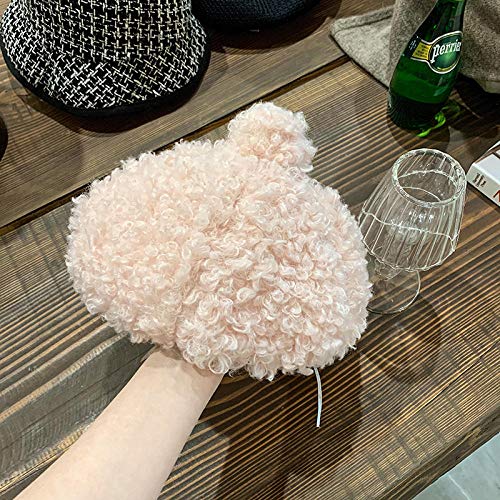 Boinas Gorro Invierno Sólido Felpa Lindo Pompón Dama Boina Sombrero Mujeres Ocio Pintor Sombrero-Beige_Head_Size_57Cm