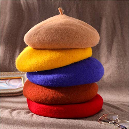 Boinas Gorro Otoño E Invierno Joker Boina Damas Retro De Lana Sombrero De Pintor Casual Sombrero De Brote Minimalista Tide-D