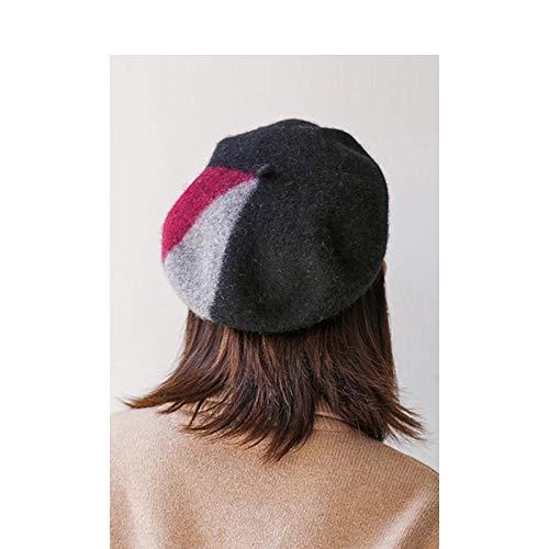 Boinas Gorro Otoño Moda Mujer Sombrero Paintter Sombrero Fiesta Retro Damas Invierno Patchwork Boina Sombrero-3_Adult