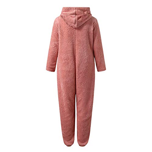 BOIYI Pijamas de Color Sólido para Mujer Mono Cosplay Animales de Vestuario Ropa de Dormir Oso, con Mangas Largas, Traje de casa, Traje de Noche para Adultos