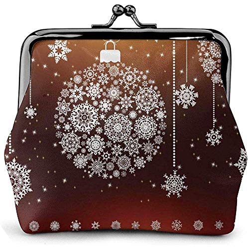 Bola de Navidad en Forma de Copo de Nieve Gráfico Hebilla Monedero Bolsa Retro Besos Monedero con Cerradura Monedero