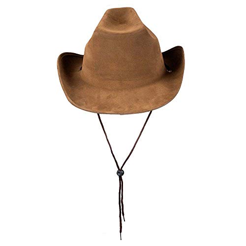 Boland 04351 – Sombrero Utah para adultos, piel sintética, color marrón oscuro, sombrero de vaquero, cowboy, Ranger, chaleco salvaje, gorro de cabeza, accesorios, fiesta temática, carnaval