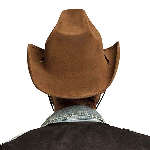 Boland 04351 – Sombrero Utah para adultos, piel sintética, color marrón oscuro, sombrero de vaquero, cowboy, Ranger, chaleco salvaje, gorro de cabeza, accesorios, fiesta temática, carnaval