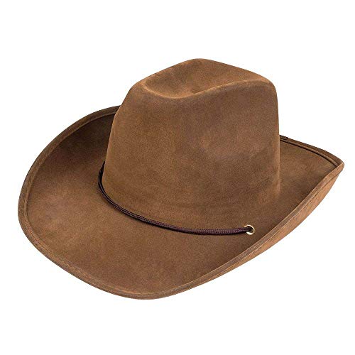 Boland 04351 – Sombrero Utah para adultos, piel sintética, color marrón oscuro, sombrero de vaquero, cowboy, Ranger, chaleco salvaje, gorro de cabeza, accesorios, fiesta temática, carnaval