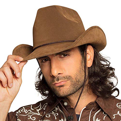 Boland 04351 – Sombrero Utah para adultos, piel sintética, color marrón oscuro, sombrero de vaquero, cowboy, Ranger, chaleco salvaje, gorro de cabeza, accesorios, fiesta temática, carnaval