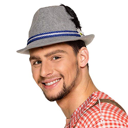 Boland BOL54242 Sombrero tirolés Oktoberfest gris con pluma