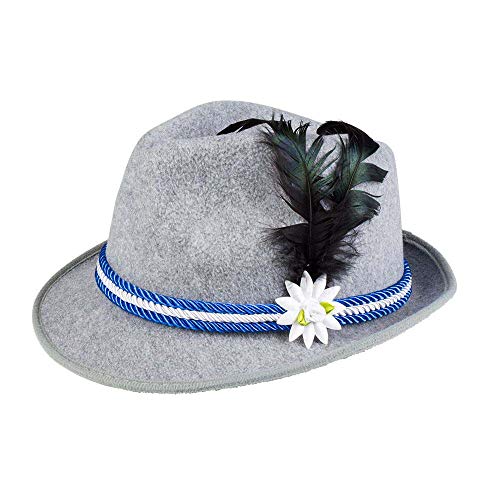 Boland BOL54242 Sombrero tirolés Oktoberfest gris con pluma