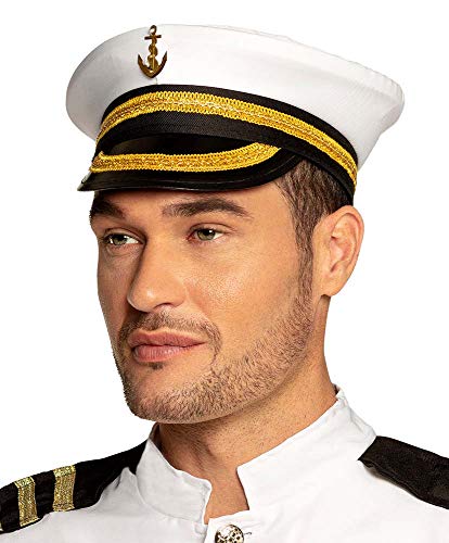 Boland – Sombrero Capitán Nicholas para adultos, Blanco/Negro/Dorado, talla única, 44367