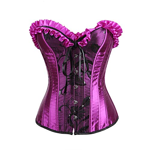 BOLAWOO-77 Damas Lencería Overbust Corset Corsage Gothic Corset Púrpura Vintage Mode De Marca Elegante Satén Bustier Belly Away Body Shaping Corsage Blusa (Color : Colour, Size : M/W70-75cm)