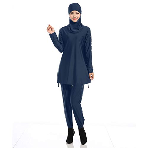 BOLAWOO-77 Traje De Baño Musulmán Islámico Islámico Modest Swimwear Burkini Mode De Marca para Mujeres Musulmanas Hijab Desmontable (Color : Blau, Size : 2XL)