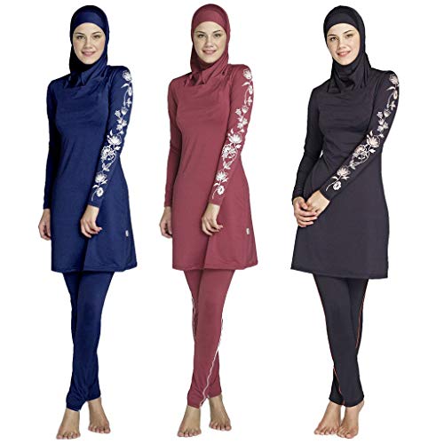 BOLAWOO-77 Traje De Baño Musulmán Islámico Islámico Modest Swimwear Burkini Mode De Marca para Mujeres Musulmanas Hijab Desmontable (Color : Winered, Size : 2XL)