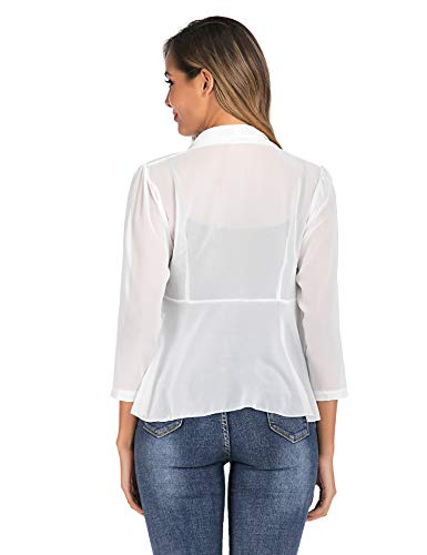 Bolero Mujer Blazer Corto Chaqueta básica Chaqueta de Noche de Gasa Chaleco 3/4 Mangas Elegante Manga Corta