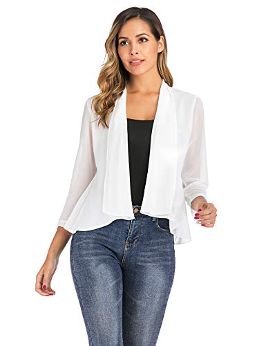 Bolero Mujer Blazer Corto Chaqueta básica Chaqueta de Noche de Gasa Chaleco 3/4 Mangas Elegante Manga Corta