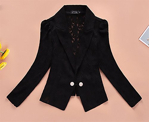 Boleros Mujer Fiesta Elegantes Encaje Splice Blazer Manga Larga Basic De Solapa Slim Fit con Botonadura Fashion Bonita Chaqueta Bolero Chaqueta De Hombro Corto Abrigos Camisa para Cóctel Party Ropa