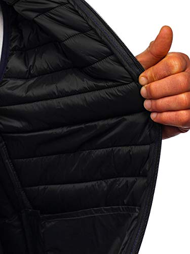 BOLF Hombre Chaleco Acolchado Cierre de Cremallera Cuello Elevado Chaqueta sin Manga Cazadora de Etretiempo Plumifero Jogging Zip Outdoor Estilo Deportivo J.Style 58M891 Azul Oscuro L [1U1]