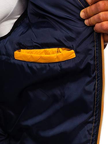 BOLF Hombre Chaleco Acolchado con Capucha Cazadora Cierre de Cremallera Chaqueta sin Manga Cuello Elevado Estilo Deportivo Nature 6506 Amarillo L [1U1]