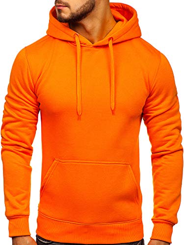 BOLF Hombre Sudadera Básica Unicolor Hoodie con Capucha J.Style 2009 Naranja M [1A1]