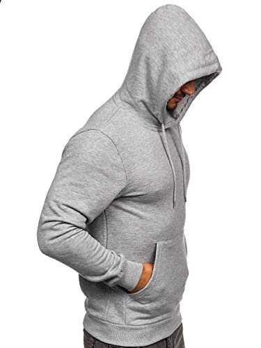 BOLF Hombre Sudadera Cerrada con Capucha Pulóver de Algodón Blusa Hoodie Jersey Estilo Deportivo 146253 Gris XL [1A1]